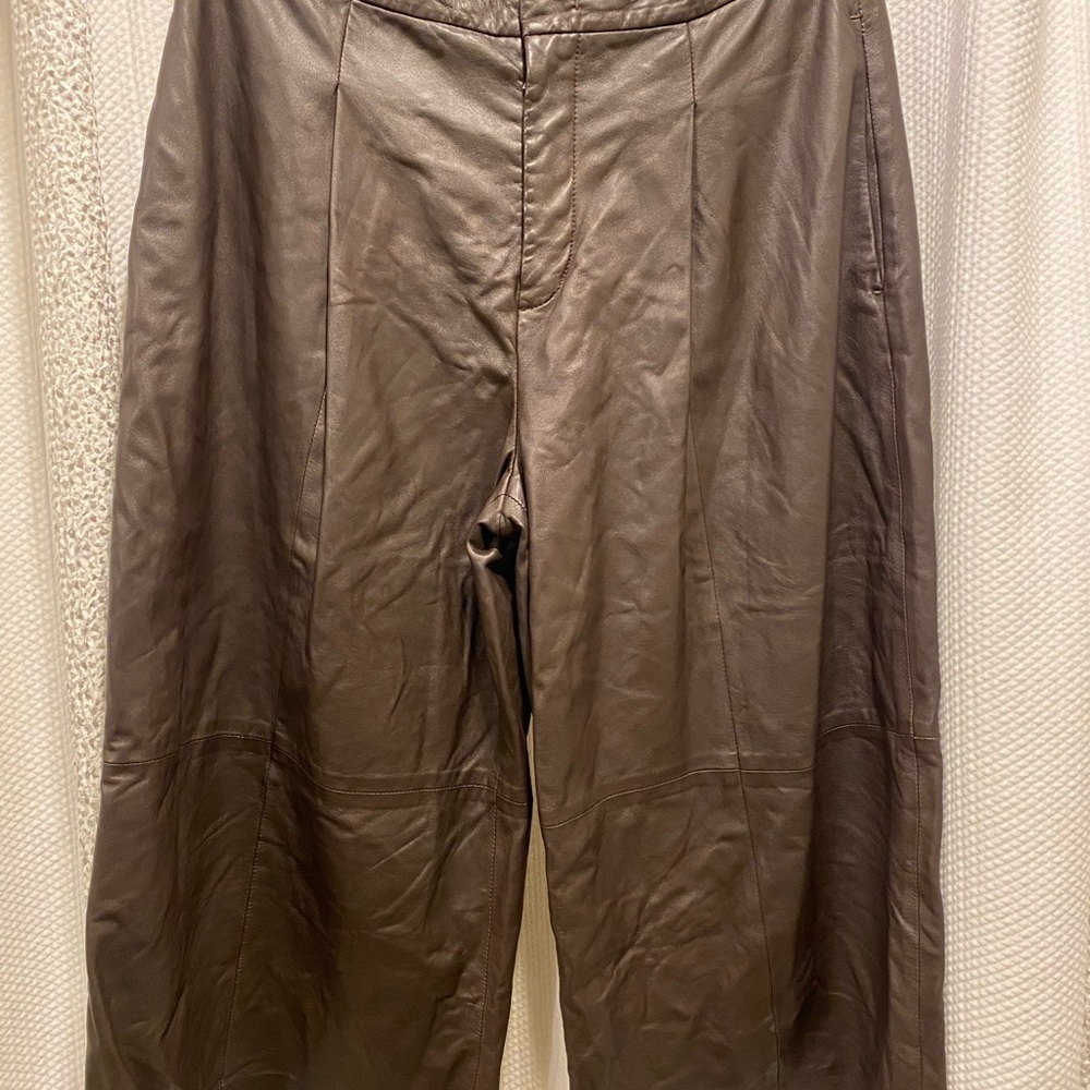 Vince 100% lamb leather cropped flare pant 4